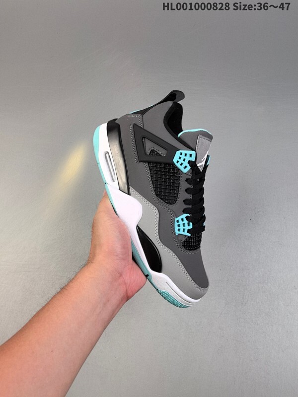 Air Jordan 4 Retro "Green Glow" 灰绿 AJ4 乔丹4代 aj4 乔4 灰绿 乔丹篮球鞋系列 鞋身整体采用灰色皮革为主