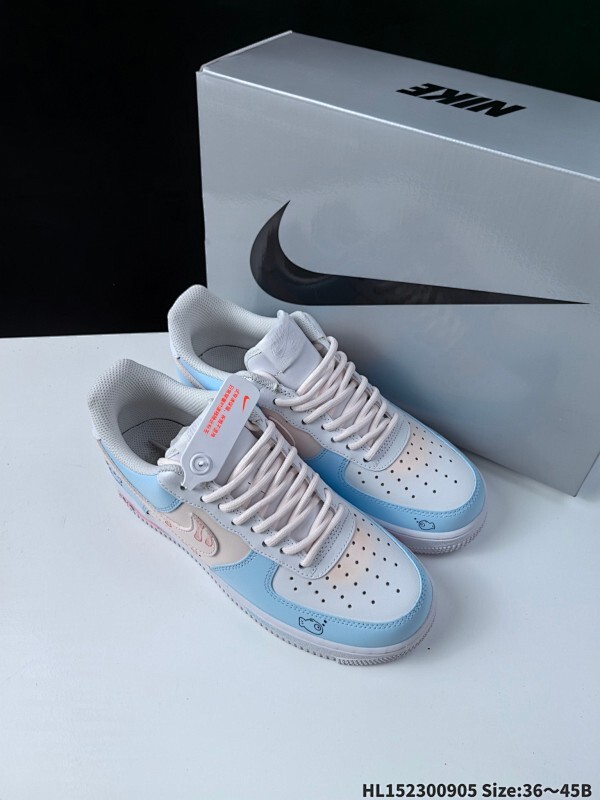 Nike Air Force 1 Low 蓝粉夏日 原楦头原纸板 打造纯正空军版型 专注外贸渠道 全掌内置蜂窝气垫