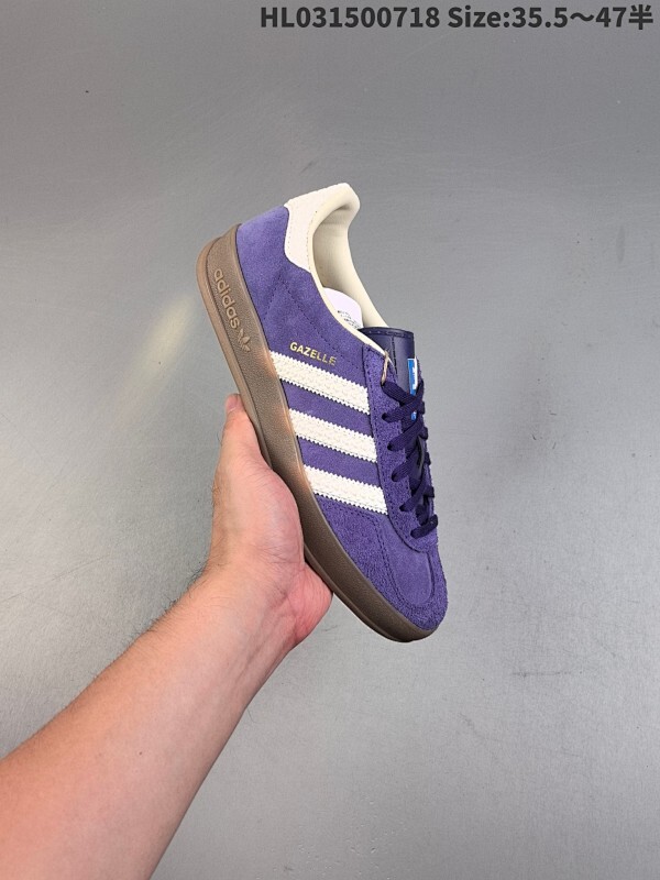 AD Original Gazelle Indoor Trainers 白紫色 瞪羚室内鞋系列低帮复古百搭休闲运动德训风板鞋 IF1806  平台特供批次