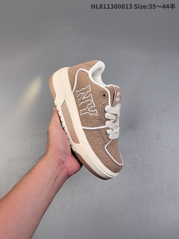 公司级✅MLB 纽约洋基队 CHUNKY LINER EMBO MONOGRAM 印刻老花 时尚舒适 休闲运动 防滑耐磨增高 低帮 板鞋