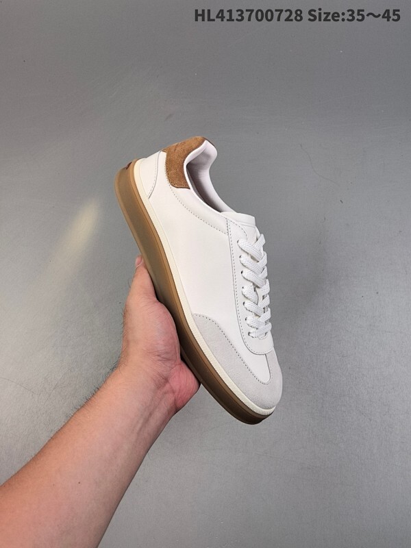 公司级 Loro Piana 皮革 圆头系带 低帮 板鞋 男款 白色