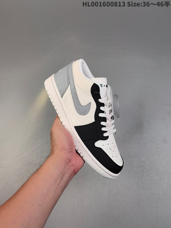 头层带半码 Air Jordan 1 Low "Soft Pearl" 低帮 白灰黑 AJ1 乔丹1代 aj1 乔1 低邦 白灰黑 乔丹篮球鞋系列