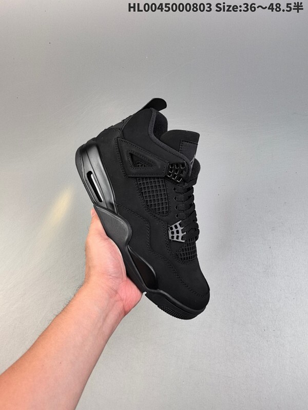 外贸版本 麂皮 Air Jordan 4 Retro "Black Cat" 复刻黑猫 AJ4 乔丹4代 aj4 乔4 复刻黑猫 男女同款 乔
