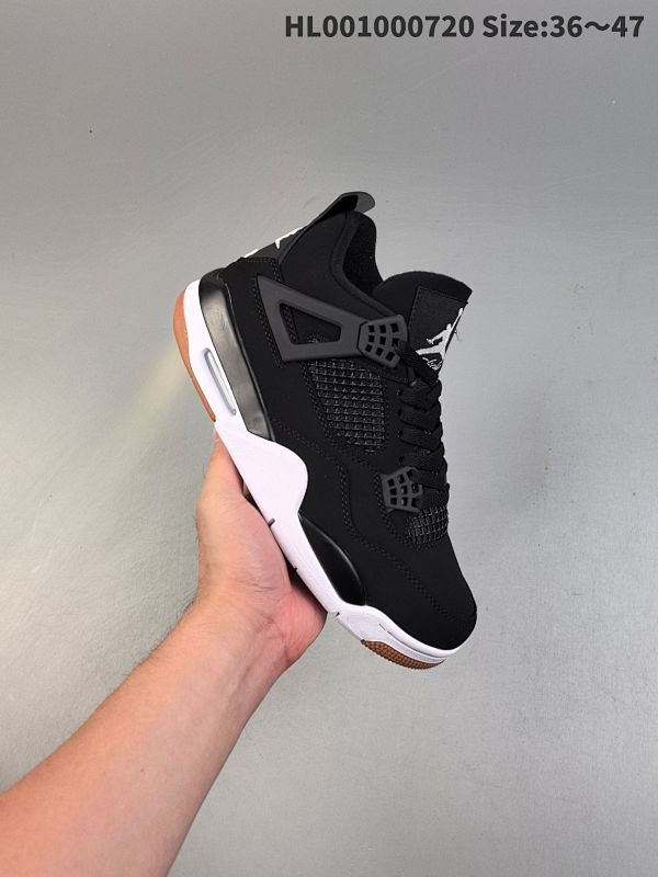 Air Jordan 4 Retro 黑白生胶 AJ4 乔丹4代 aj4 乔4 黑白生胶 乔丹篮球鞋系列 鞋身采用黑色磨砂作为主底色