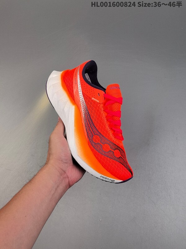 真爆带半码 Saucony Endorphin Pro 4 索康尼 啡鹏4代 低帮 桔色 男女同款 旗靓运动系带减震耐磨透气低邦马拉松跑步鞋