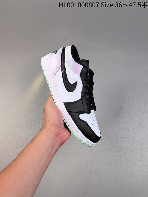 真标带半码 Air Jordan 1 Low 低帮 黑白绿 AJ1 乔丹1代 aj1 乔1 低邦 黑白绿渐变 乔丹篮球鞋系列