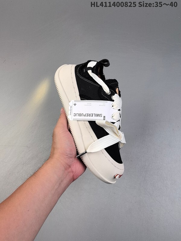 Sneakers Low 松糕厚底增高低帮 反系带乞丐风帆布低帮休闲运动鞋 SMILEREPUBLIC 檀健次 徐璐 程潇同款厚底开口笑半拖帆布鞋