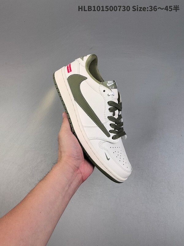 特价福利Supreme x Travis Scott x Air Jordan 1 Low Sup x AJ1 低帮 米白灰倒勾联名 AJ1 乔丹1代 aj1 乔1