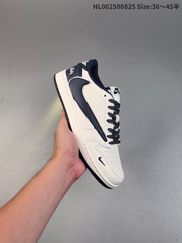 公司级 头层 Stussy x Travis Scott x Air Jordan 1 LSt 斯图西 x AJ1 低帮 米白蓝倒钩 AJ1 乔丹1代 aj1 乔1 低邦