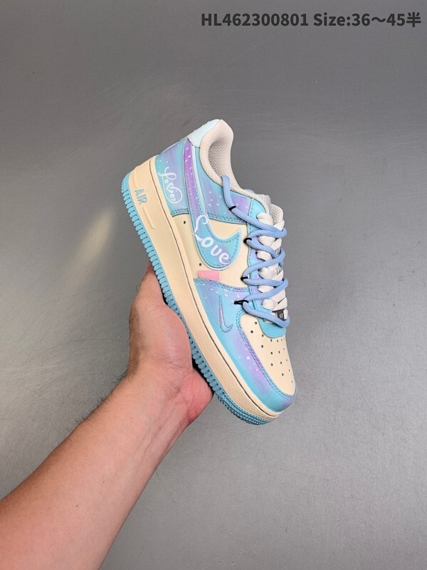 Nike Air Force 1 Low 07 x LOVE 蓝白小勾绑带 原楦头原纸板 打造纯正低帮空军版型 专注外贸渠道 全掌内置蜂窝气垫