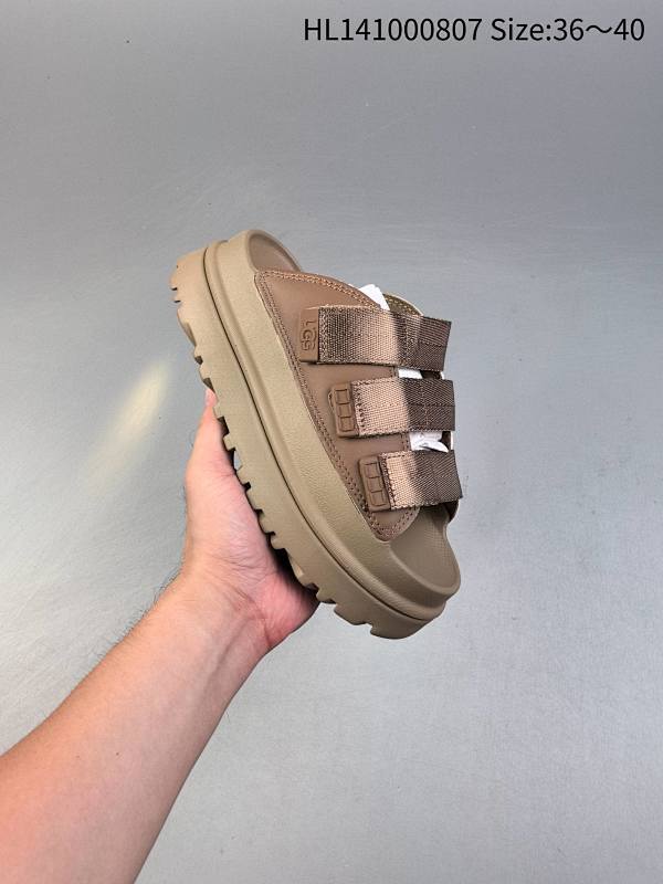 公司级✅UGG夏季新款女同款炫金系列厚底魔术贴休闲拖鞋明星同款 超轻的一款鞋子