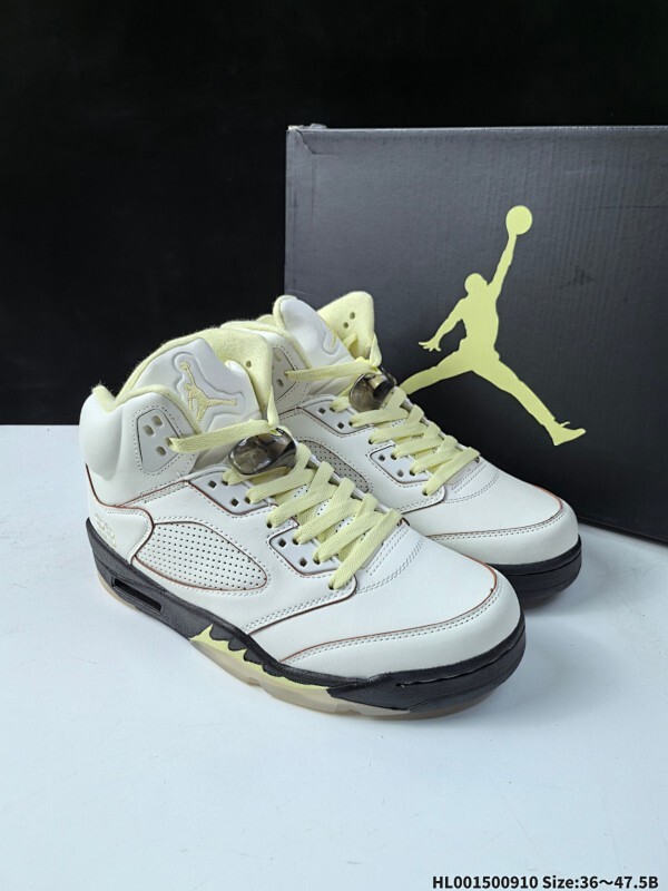 真标带半码 Air Jordan 5 Retro "Luminous Green And Sail" 高帮 米白绿 AJ5 乔丹5代 aj5 乔5 高邦 奶白绿 乔丹篮球鞋系列