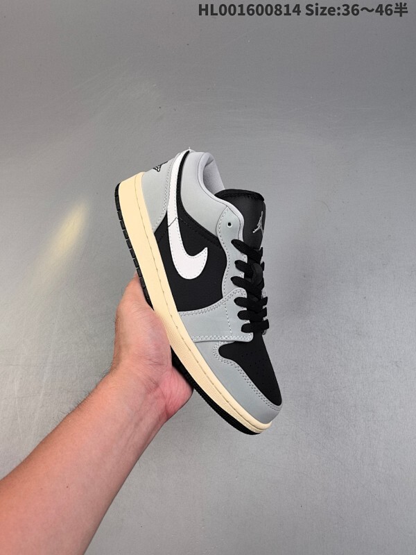 头层带半码 Air Jordan 1 Low "Light Smoke Grey" 低帮 烟熏灰 AJ1 乔丹1代 aj1 乔1 低邦 黑灰