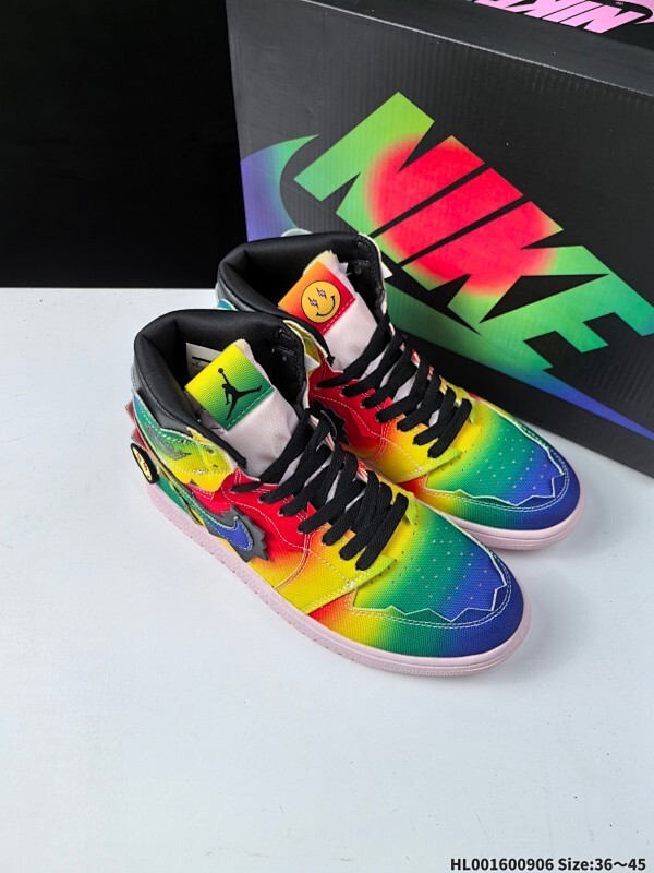 J Balvin x Air Jordan 1 Retro HIGH OG 高帮 彩虹扎染 AJ1 乔丹1代 aj1 乔1 高邦 笑脸彩虹扎