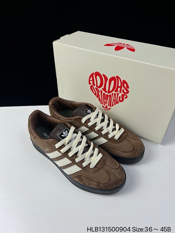 特价AD Gazelle Indoor Trainers 古驰联名---棕黑白  原厂定制长毛翻毛皮组合环保纤维革鞋面材质