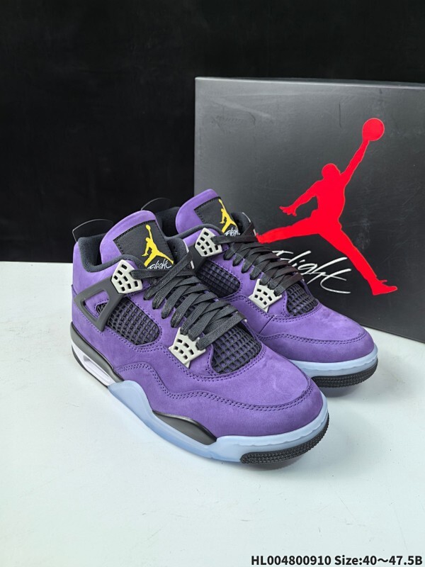 外贸版本 麂皮 Air Jordan 4 Retro OG "Imperial Purple" 复刻帝王紫 AJ4 乔丹4代 aj4 乔4 复刻湖人 紫黄色 乔丹篮球鞋系列