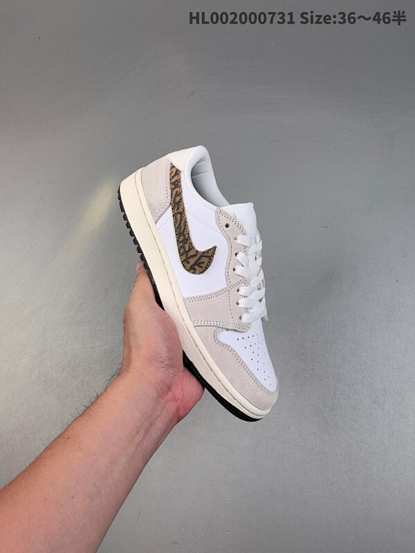 头层带半码 Air Jordan 1 Low Golf 低帮 高尔夫白棕色 AJ1 乔丹1代 aj1 乔1 低邦 高尔夫白棕色