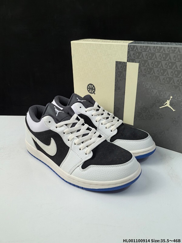 真标带半码 Air Jordan 1 Low "Quai 54" 低帮 街球白黑蓝 AJ1 乔丹1代 aj1 乔1 街球系列 白黑蓝 乔丹篮球鞋系列 采用经典黑白配色