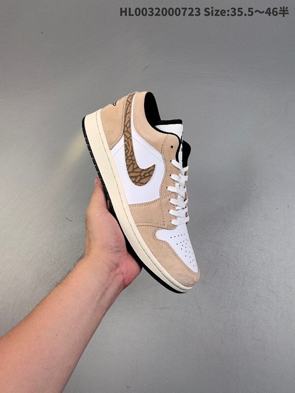 Air Jordan 1 Low "Brown Elephant" 低帮 白棕大象 AJ1 乔丹1代 aj1 乔1 低邦 白棕 乔丹篮球鞋系列 鞋款整体采用大麻