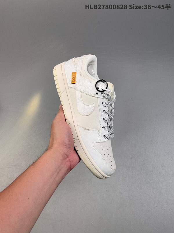 福利特价！Gucci x Nike Dunk SB Low MLB 古驰古奇 x 耐克 SB 低帮 联名灰白 鞋身以米白色作为主色调