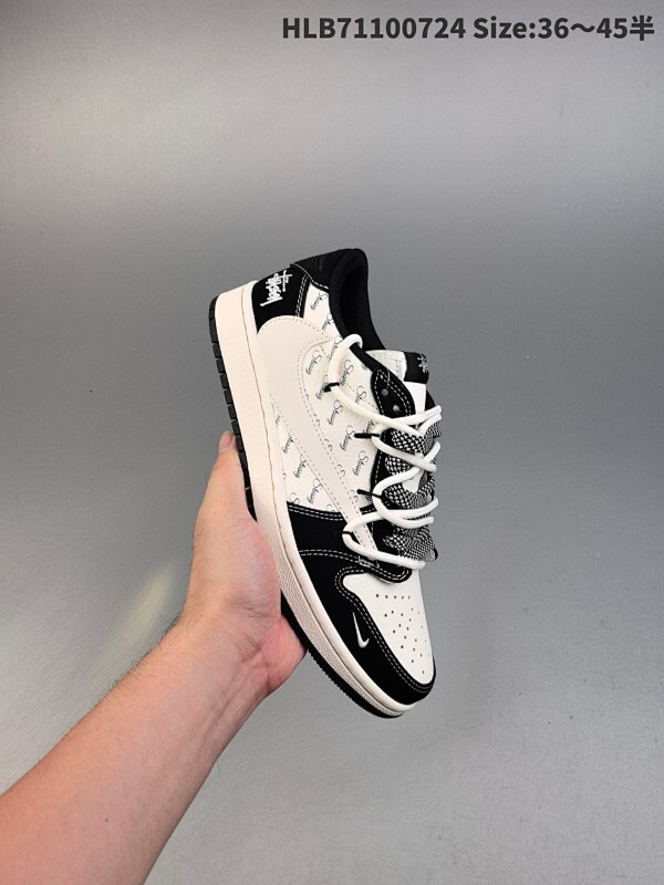 集合特价 头层带半码 Supreme x Travis Scott x Air Jordan 1 Low Sup x AJ1 低帮 米白黑倒勾 AJ1 乔丹1代 aj1 乔1 低邦 米白黑倒钩