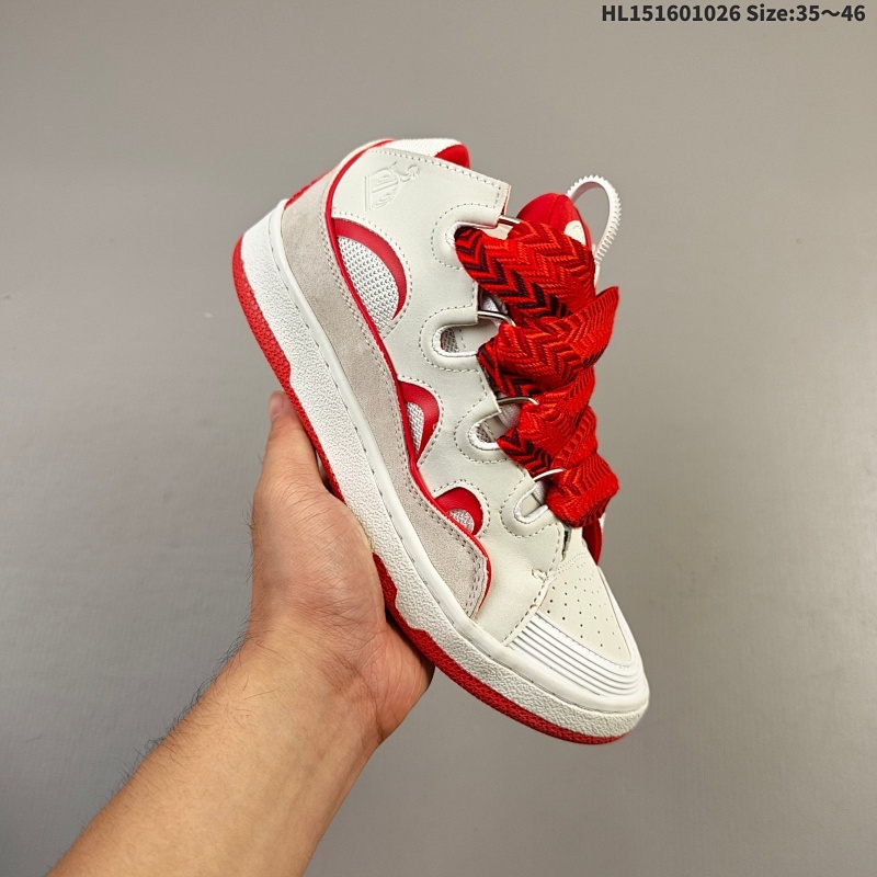 集合160  Lanvin 浪凡 Leather Curb Sneakers 板鞋 面包鞋 Curb系列时尚潮流休闲运动板鞋 官网一出热度火爆整个全球 各大明星网红疯狂上脚 原版1:1开模重工艺制