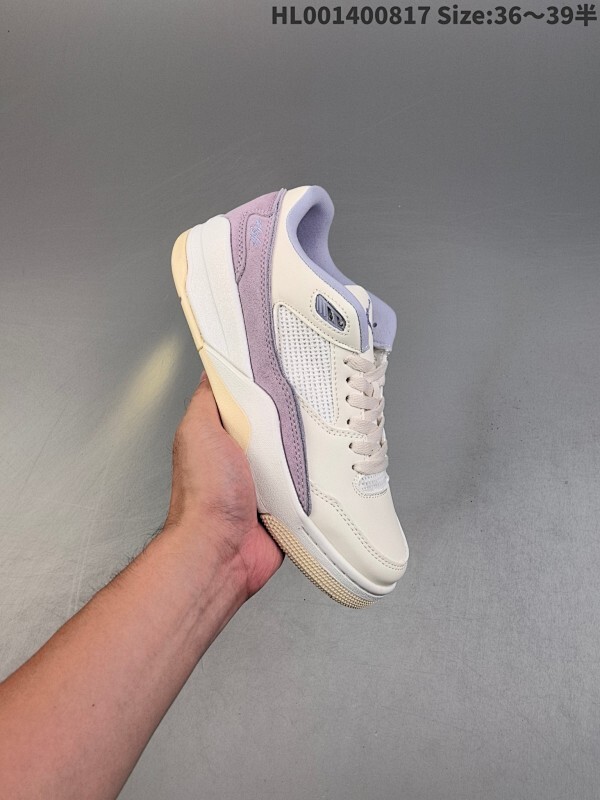 真标带半码 Air Jordan 4 Retro Flight Court 低帮 米紫色 AJ4 乔丹4代 aj4 乔4 低邦 白紫色 乔丹篮球鞋系