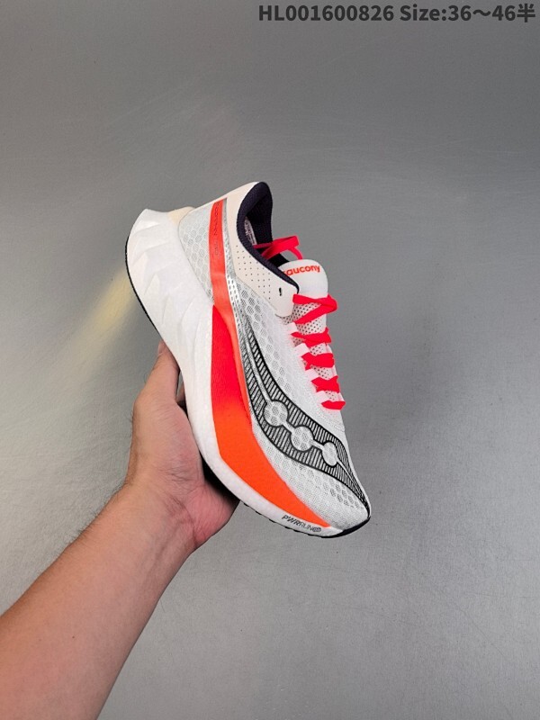 真爆带半码 Saucony Endorphin Pre 4 索康尼 啡鹏4代 低帮 白黑橙 旗靓运动系带减震耐磨透气低邦马拉松跑步鞋