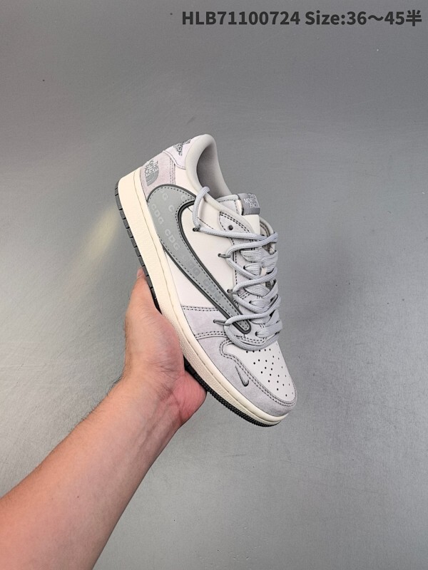 特价 头层带半码 Supreme x Travis Scott x Air Jordan 1 Low Sup x AJ1 低帮 米白黑倒勾 AJ1 乔丹1代 aj1 乔1 低邦 米白黑倒钩