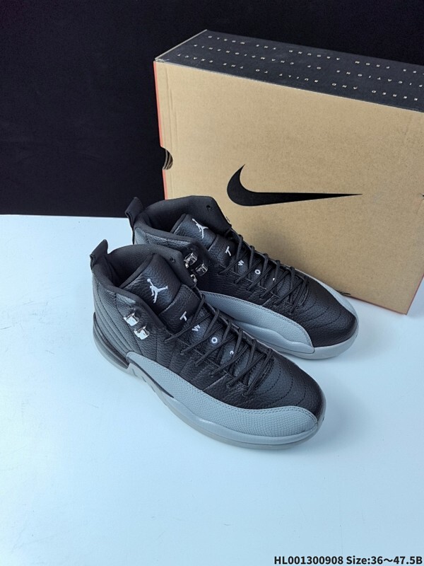 真标带半码 Air Jordan 12 Retro "Black Wolf Grey" 高帮 黑灰 AJ12 乔丹12代 aj12 乔12 高邦 黑狼灰 流感之战 乔丹篮球鞋系列