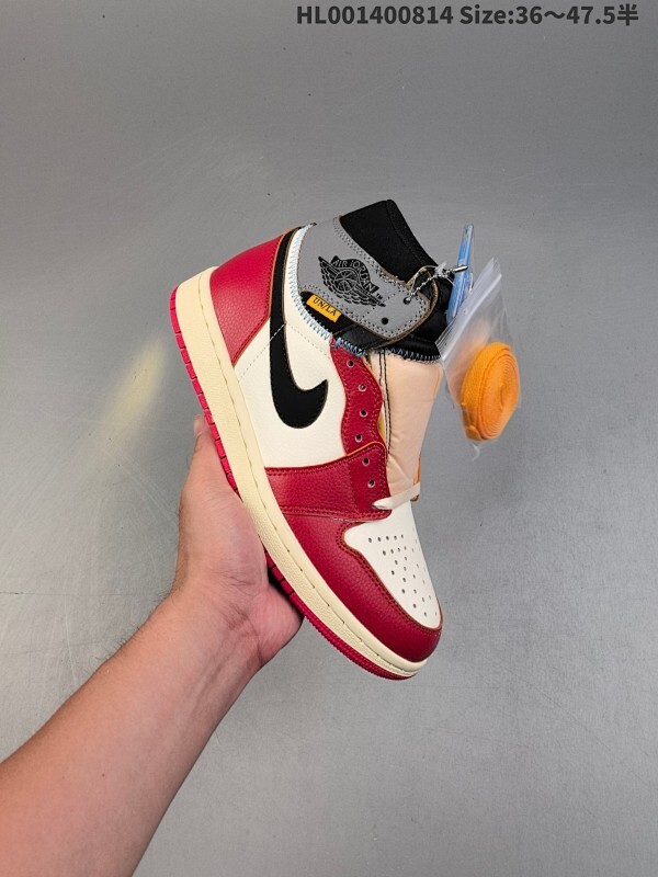 头层带半码 Union LA x Air Jordan 1 Retro High OG 高帮 白红灰拼接 AJ1 乔丹1代 aj1 乔1 高邦