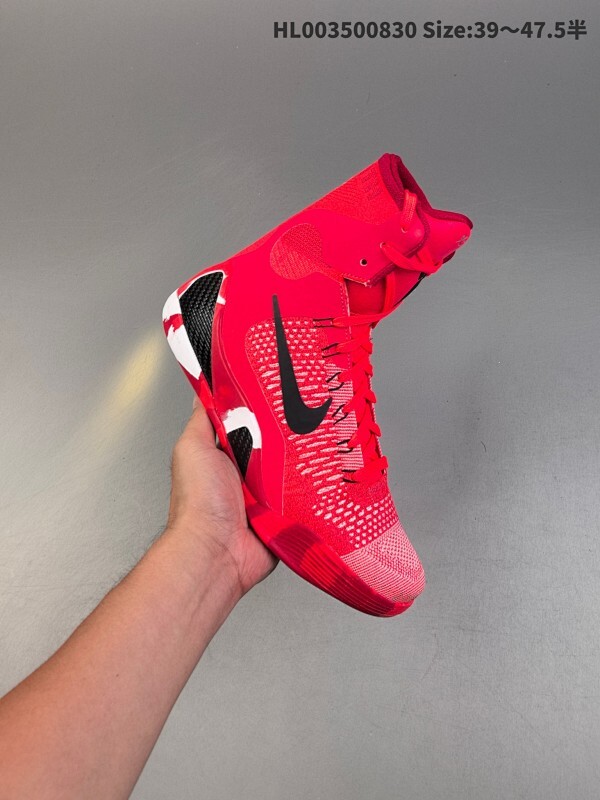 纯原版本 Nike Kobe 9 Elite Protro "Christmas" 耐克 科比9代 高帮 红色 圆头舒适耐磨透气高邦篮球鞋 鞋身整体采用鲜艳的亮红色