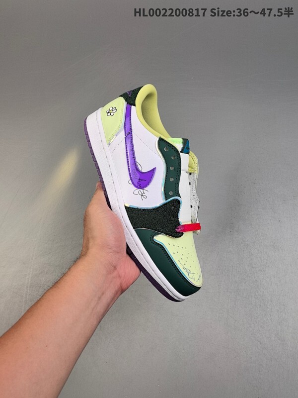 头层带半码 Air Jordan 1 Low OG "Doernbecher" 低帮 慈善绿紫 AJ1 乔丹1代 aj1 乔1 低邦 慈善