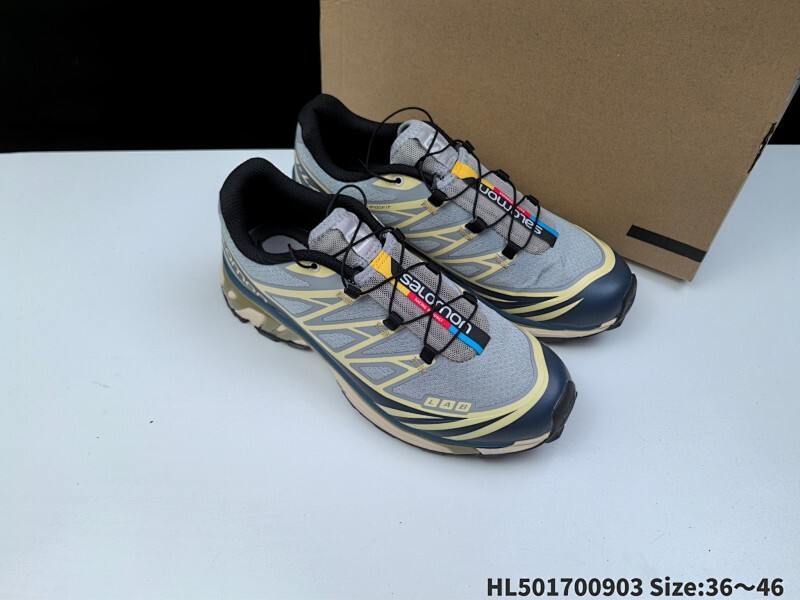 集合 Salomon XT-6 "For DSM" 潮流越野户外功能休闲跑步鞋采用透气网布与防护皮革组合鞋面材质