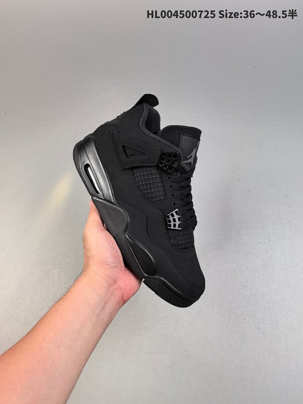外贸版本 麂皮 Air Jordan 4 Retro "Black Cat" 复刻黑猫 AJ4 乔丹4代 aj4 乔4 复刻黑猫 男女同款 乔丹篮球鞋系列