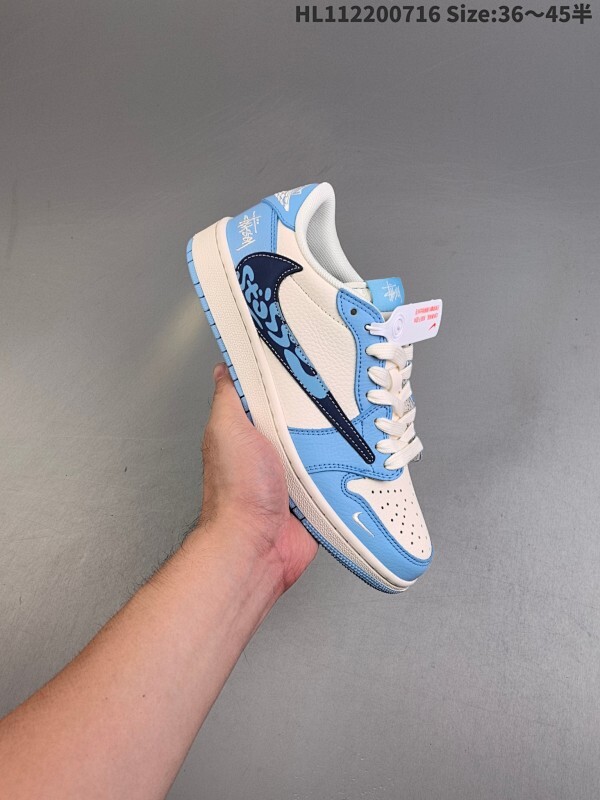 公司级✅Nike Air Jordan 1 x Travis Scott AJ1倒勾 乔一倒钩 ‘DIY’定制 耐克 低帮文化篮球鞋