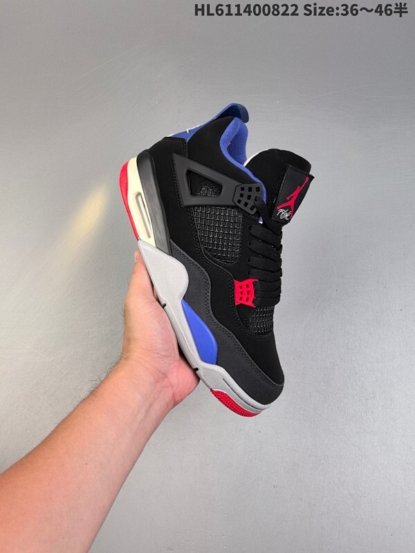 Air Jordan 4 Retro "Rare Air Laser" 黑蓝红 AJ4 乔丹4代 aj4 乔4 黑蓝红 乔丹篮球鞋系列 鞋身采用黑色磨砂作为主底色