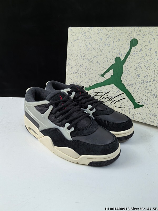 真标带半码 Air Jordan 4 RM "Black Sail" 重置黑白 AJ4 乔丹4代 aj4 乔4 重置黑白 乔丹篮球鞋系列 整鞋采用皮革与麂皮材料打造