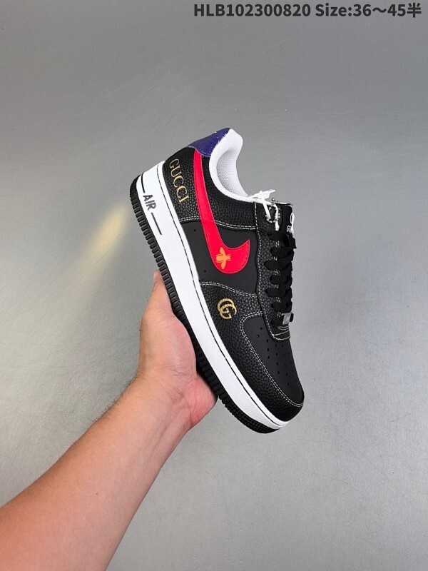 Nike Air Force 1 Low Gucci联名 原楦头原纸板 打造纯正空军版型 专注外贸渠道 全掌内置蜂窝气垫