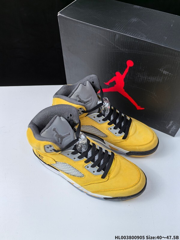 纯原版本 麂皮 Air Jordan 5 Retro "Yellow Multi" 高帮 复刻东京限定 AJ5 乔丹5代 aj5 乔5 高邦 复刻黄色 男女同款 乔丹篮球鞋系列 "