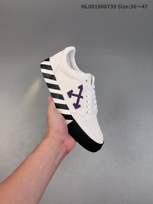 Off-White Vulcanised Low Top OW 箭头 低帮 白紫 硫化低邦帆布板鞋 Off-White近日才发布其春夏新款鞋