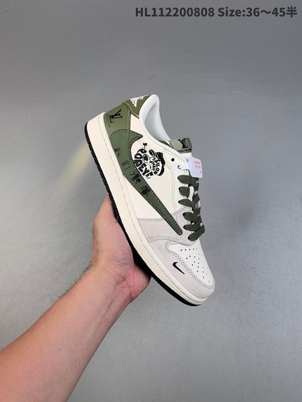 公司级✅Nike Air Jordan 1 x Travis Scott AJ1倒勾 乔一倒钩 ‘DIY’定制 耐克 低帮文化篮球鞋