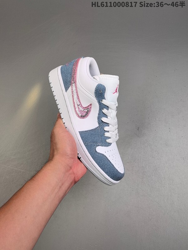 Air Jordan 1 Low 低帮 蓝粉牛仔 AJ1 乔丹1代 aj1 乔1 低邦 蓝白粉牛仔 乔丹篮球鞋系列