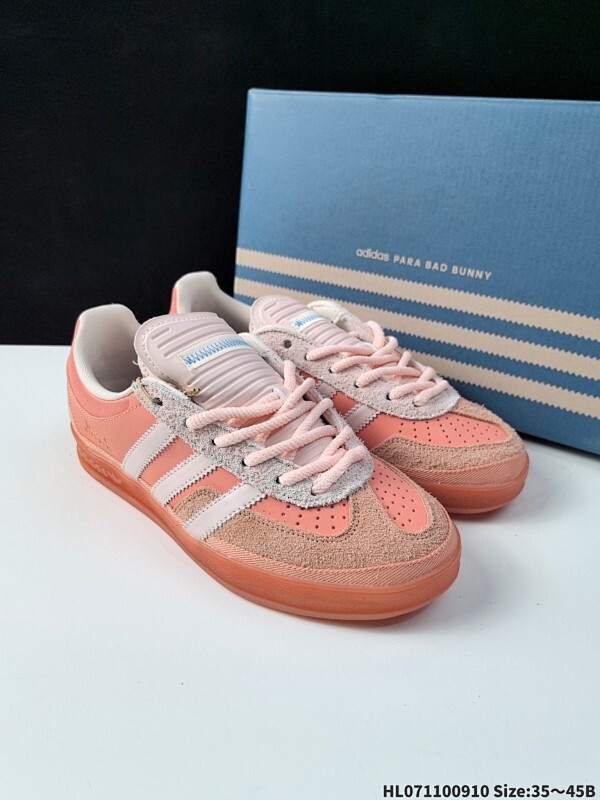 真标✅Bad Bunny x adidas originals GAZELLE INDOOR 舒适百搭 耐磨 低帮 板鞋 男女同款 橙色 货号: