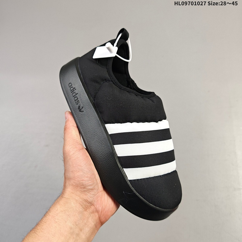 集合70 亲子鞋 童鞋adidas originals Puffylette 百搭单品 原装版本 adidas originals Puffylette 织物 一脚蹬面包鞋 蓬蓬鞋防滑防水保暖 低