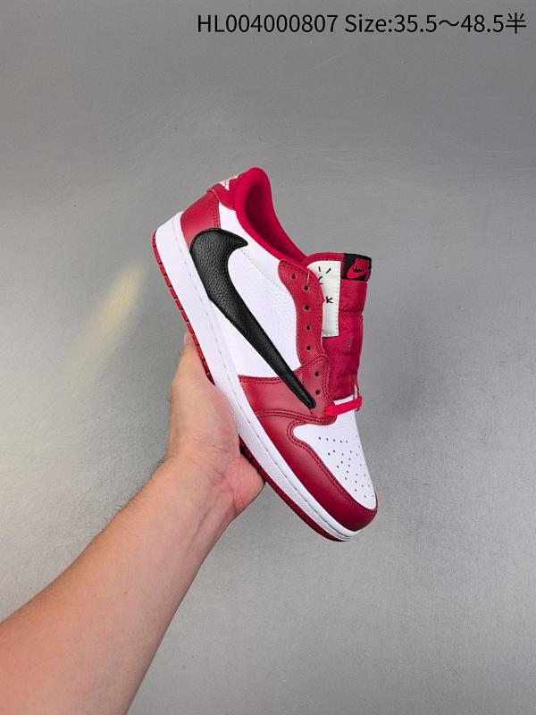 纯原版本  Travis Scott x Air Jordan 1 Low 低帮 红白黑倒钩 AJ1 乔丹1代 aj1 乔1 低邦 白黑红倒勾联名