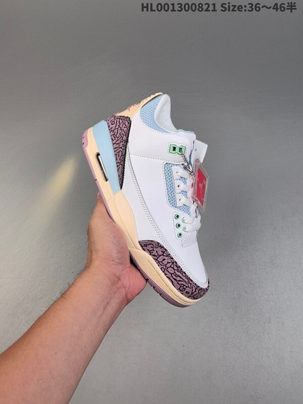 真标带半码 Air Jordan 3 Retro OG "Spring Is In The Air" 白紫蓝 AJ3 乔丹3代 aj3 乔3 白紫蓝 乔丹篮球鞋系列