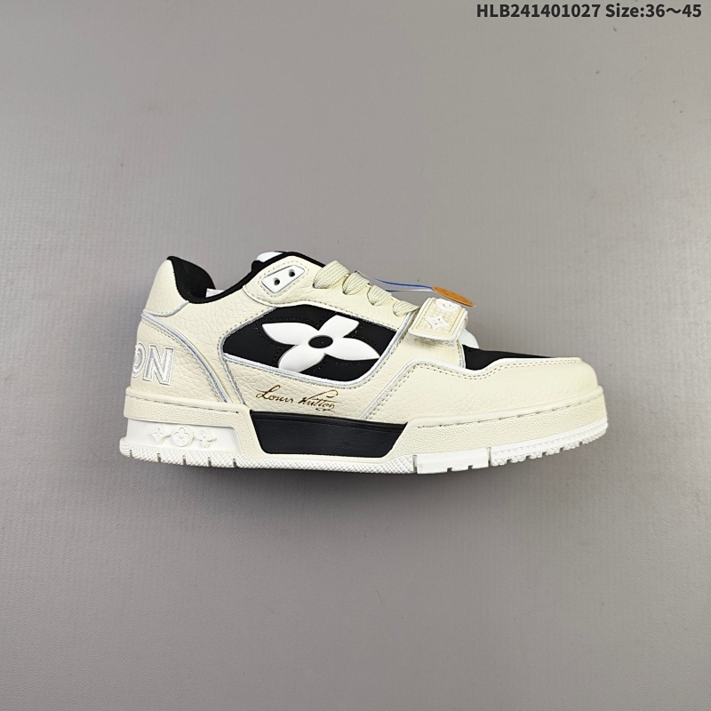 140 真标✅Louis Vuitton Trainer Sneaker Low 全新 LV 路易威登 休闲运动文化百搭板鞋  ID:HLB241401027 Size:36～45