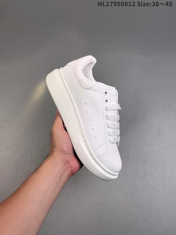 ✅意大利高奢品牌Alexander McQueen亚历山大·麦昆 Sole Leather Sneakers低帮时装厚底休闲运动小白鞋