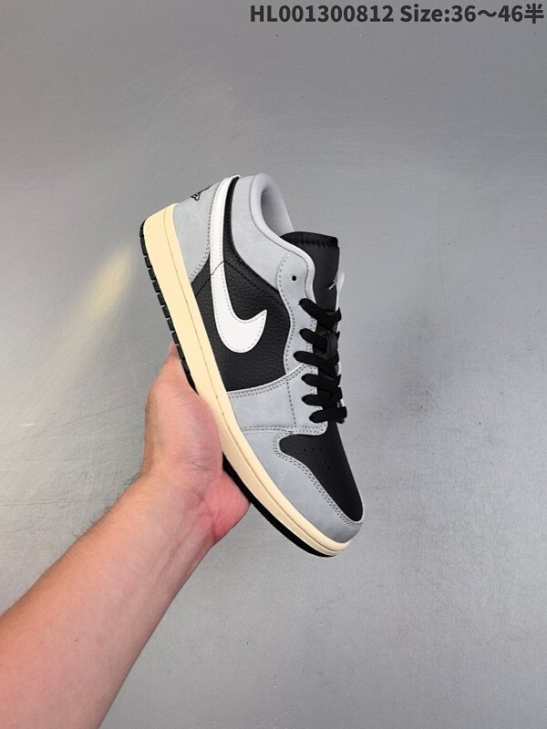 头层带半码 Air Jordan 1 Low "Light Smoke Grey" 低帮 烟熏灰 AJ1 乔丹1代 aj1 乔1 低邦 黑灰